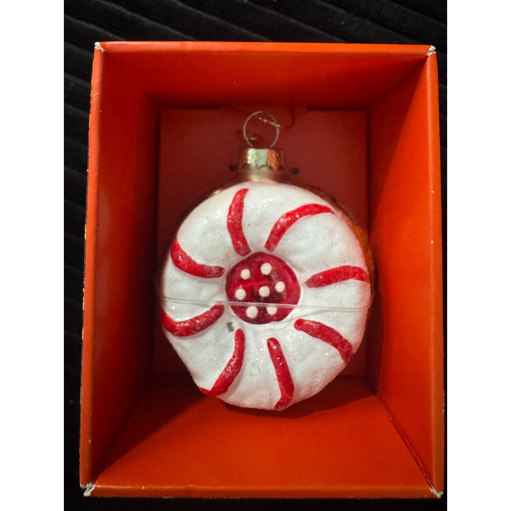 John Derian Company Cookie Ornament Glass Candy Cane Swirl Christmas Holiday‎